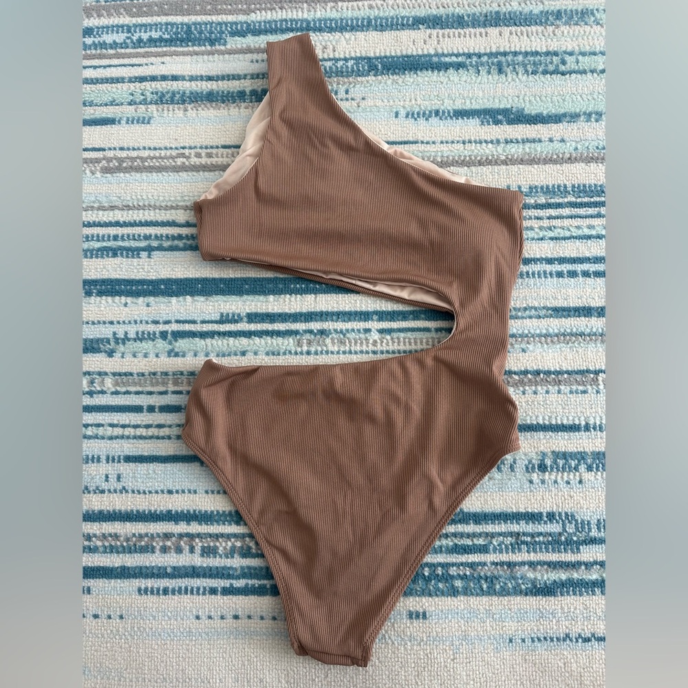 Pink Lily Taupe One Piece Swimsuit